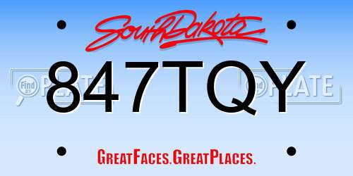 847TQY South Dakota License Plate