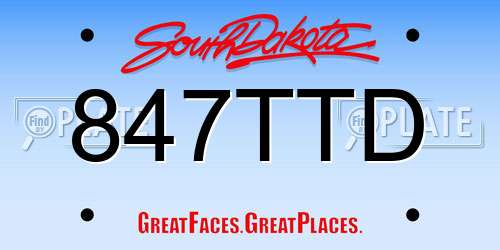 847TTD South Dakota License Plate