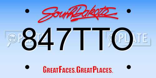 847TTO South Dakota License Plate