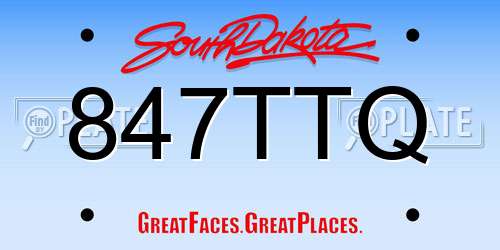 847TTQ South Dakota License Plate