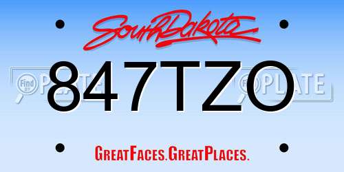847TZO South Dakota License Plate