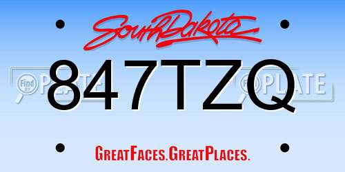 847TZQ South Dakota License Plate