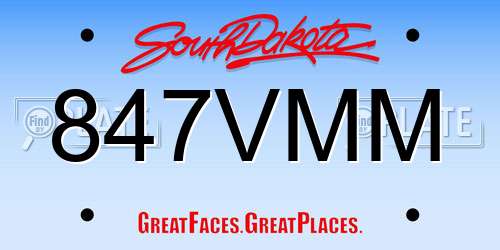 847VMM South Dakota License Plate