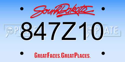 847Z10 South Dakota License Plate