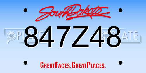 847Z48 South Dakota License Plate