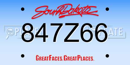847Z66 South Dakota License Plate