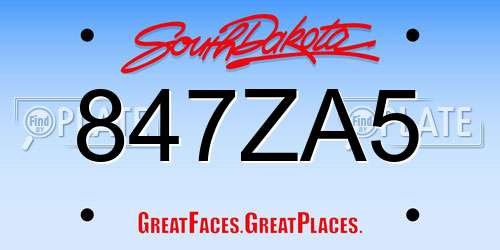 847ZA5 South Dakota License Plate