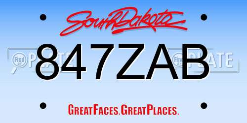 847ZAB South Dakota License Plate
