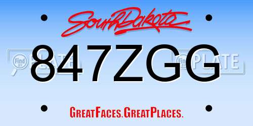 847ZGG South Dakota License Plate