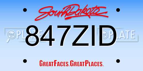 847ZID South Dakota License Plate