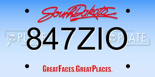 847ZIO South Dakota License Plate
