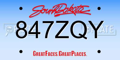 847ZQY South Dakota License Plate