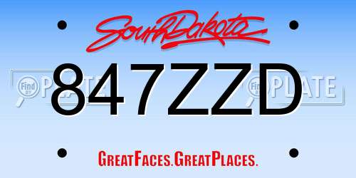 847ZZD South Dakota License Plate