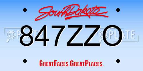 847ZZO South Dakota License Plate