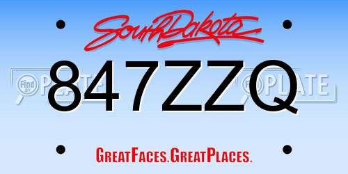 847ZZQ South Dakota License Plate