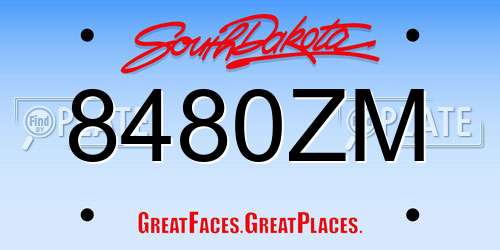 8480ZM South Dakota License Plate