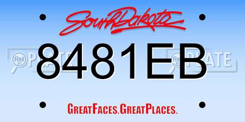 8481EB South Dakota License Plate