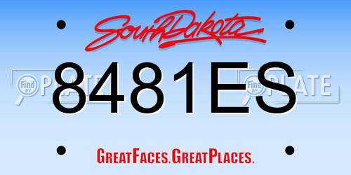 8481ES South Dakota License Plate