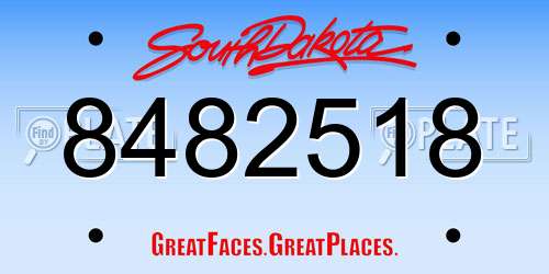 8482518 South Dakota License Plate