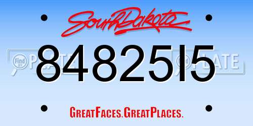 84825I5 South Dakota License Plate