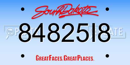 84825I8 South Dakota License Plate