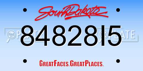 84828I5 South Dakota License Plate