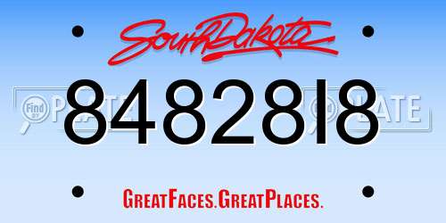 84828I8 South Dakota License Plate