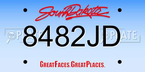 8482JD South Dakota License Plate