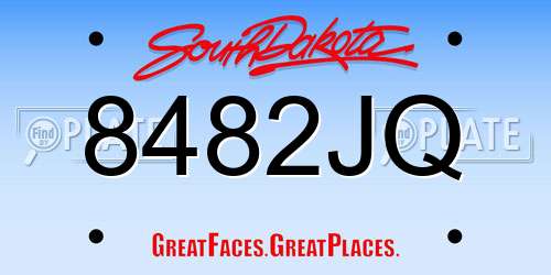 8482JQ South Dakota License Plate