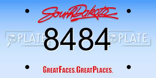 8484 South Dakota License Plate