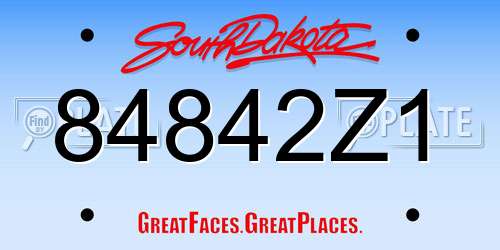 84842Z1 South Dakota License Plate