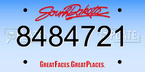 8484721 South Dakota License Plate