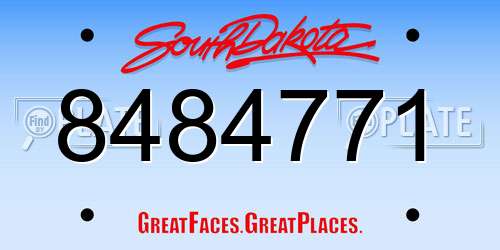 8484771 South Dakota License Plate