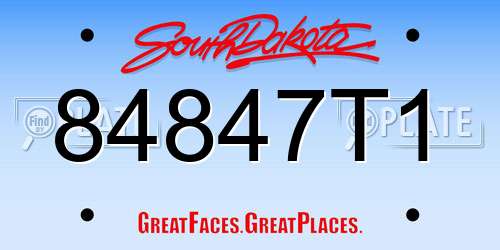 84847T1 South Dakota License Plate
