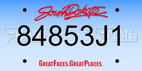 84853J1 South Dakota License Plate