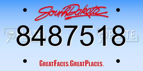 8487518 South Dakota License Plate