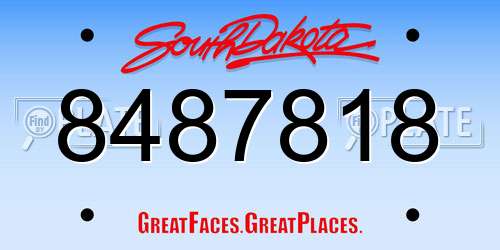 8487818 South Dakota License Plate