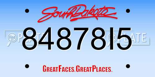 84878I5 South Dakota License Plate