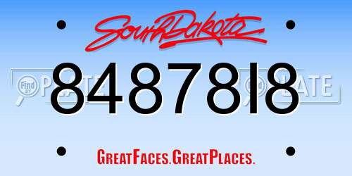 84878I8 South Dakota License Plate