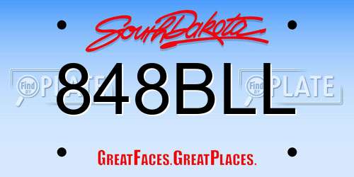848BLL South Dakota License Plate