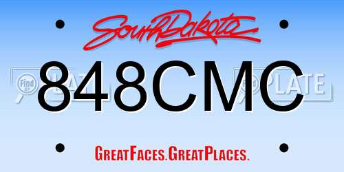 848CMC South Dakota License Plate