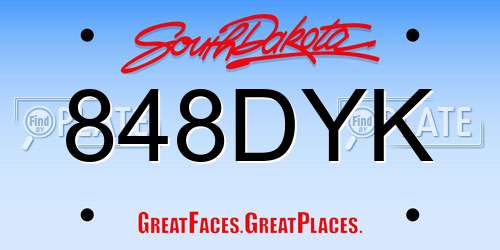 848DYK South Dakota License Plate