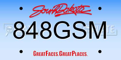 848GSM South Dakota License Plate