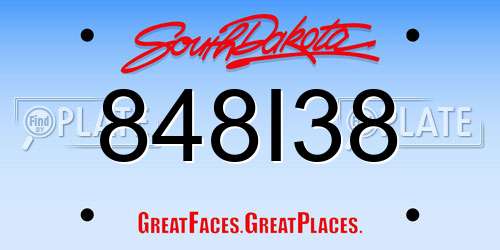 848I38 South Dakota License Plate