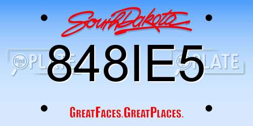 848IE5 South Dakota License Plate