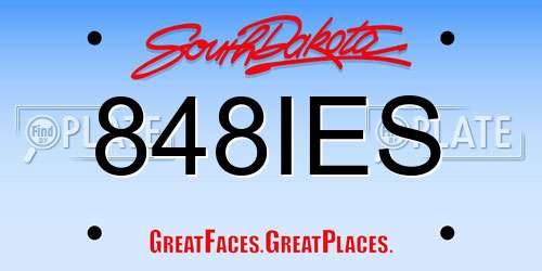 848IES South Dakota License Plate