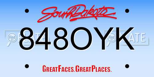 848OYK South Dakota License Plate