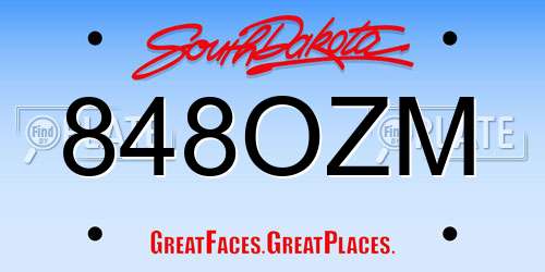 848OZM South Dakota License Plate