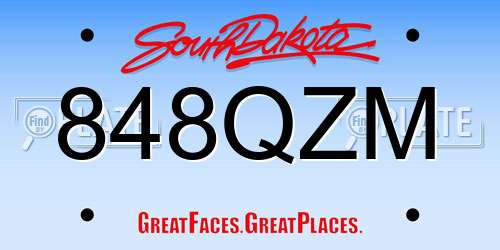 848QZM South Dakota License Plate