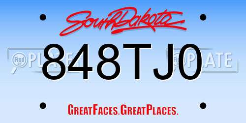 848TJ0 South Dakota License Plate